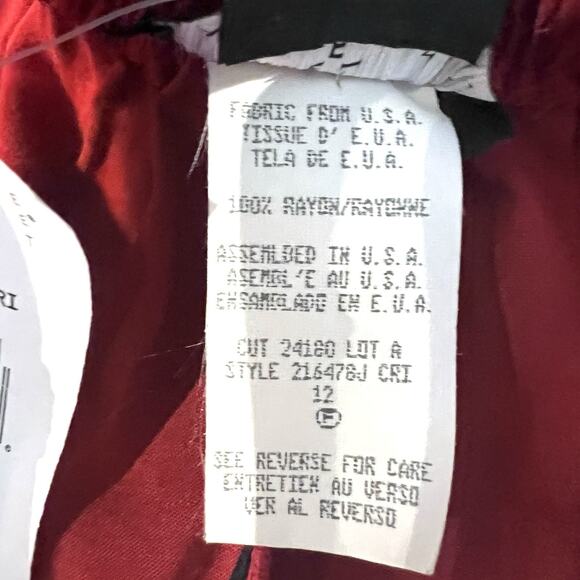 Vintage Carole Little Red Drawstring Rayon Pull on Wide Leg Pants Womens 12 - Picture 5 of 5